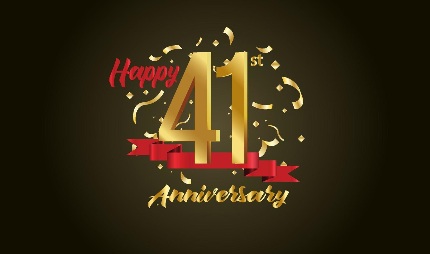 Anniversary celebration background. with the 41st number in gold and with the words golden anniversary celebration. vector