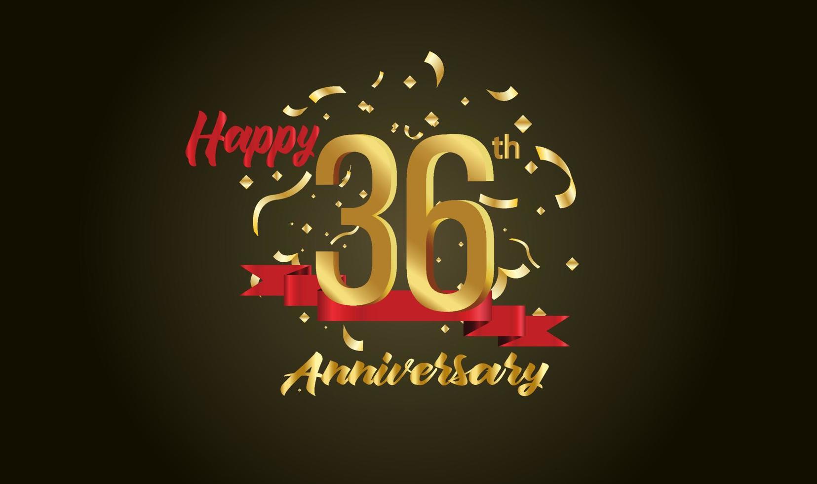 Anniversary celebration background. with the 36th number in gold and with the words golden anniversary celebration. vector