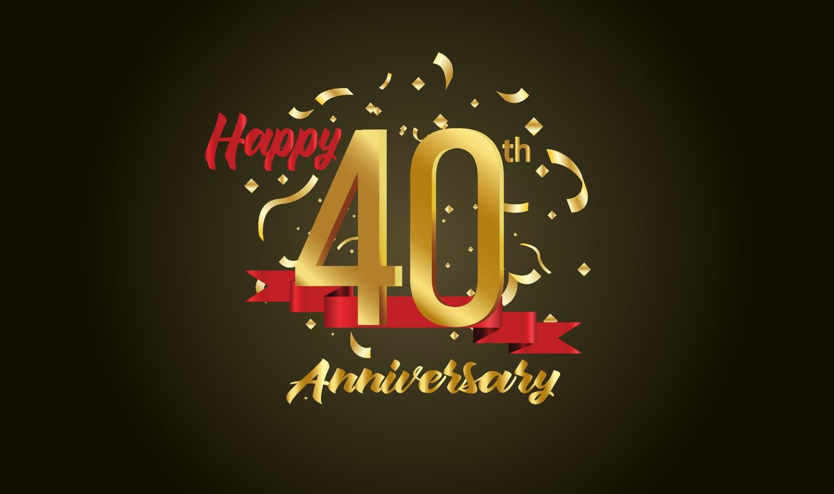 Anniversary celebration with the 40th number in gold and with the words golden anniversary celebration. vector