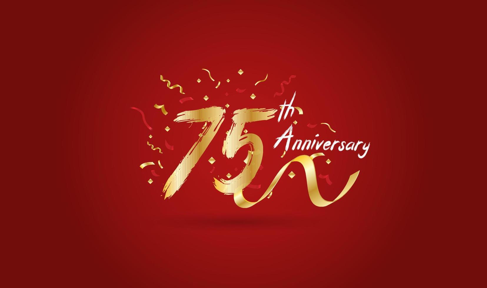 Anniversary celebration with the 75th number in gold and with the words golden anniversary celebration. vector