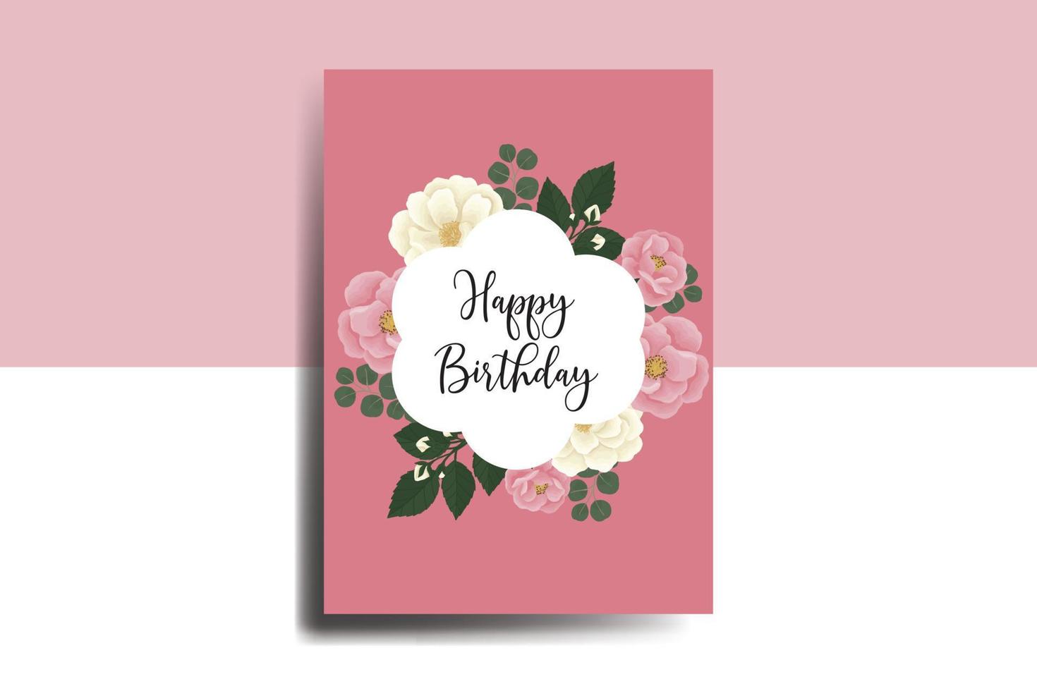 Greeting card birthday card Digital watercolor hand drawn Pink Mini ...