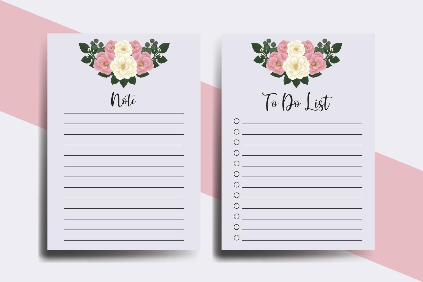 To do list Planner template Pink Mini Rose Flower Design vector