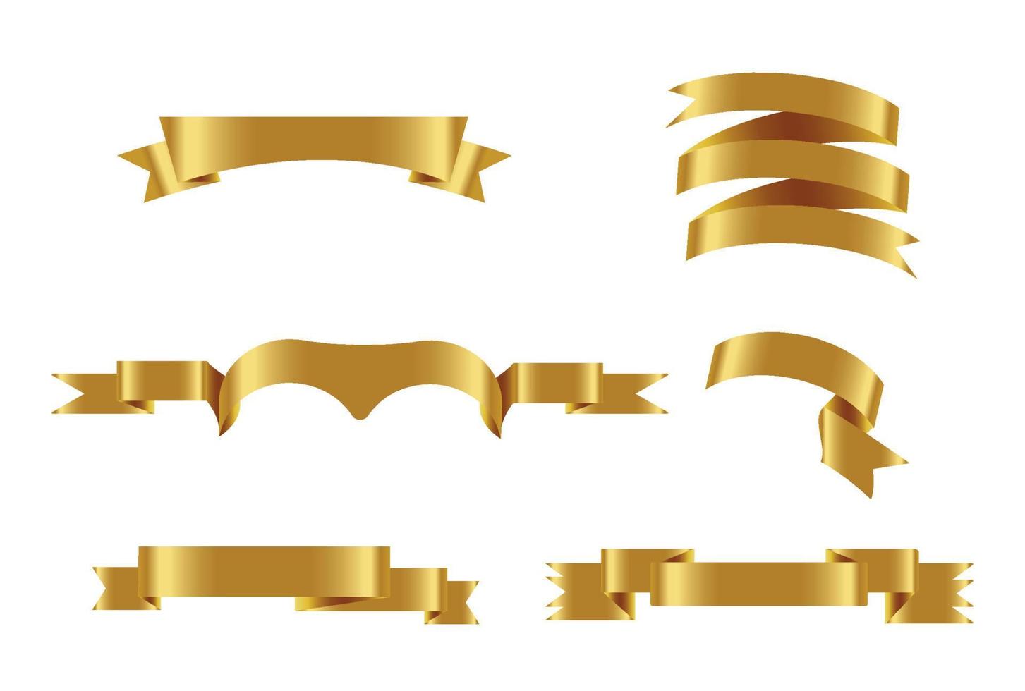 Gold glossy ribbon vector banners set. Ribbons collection. Vector Design Illustration