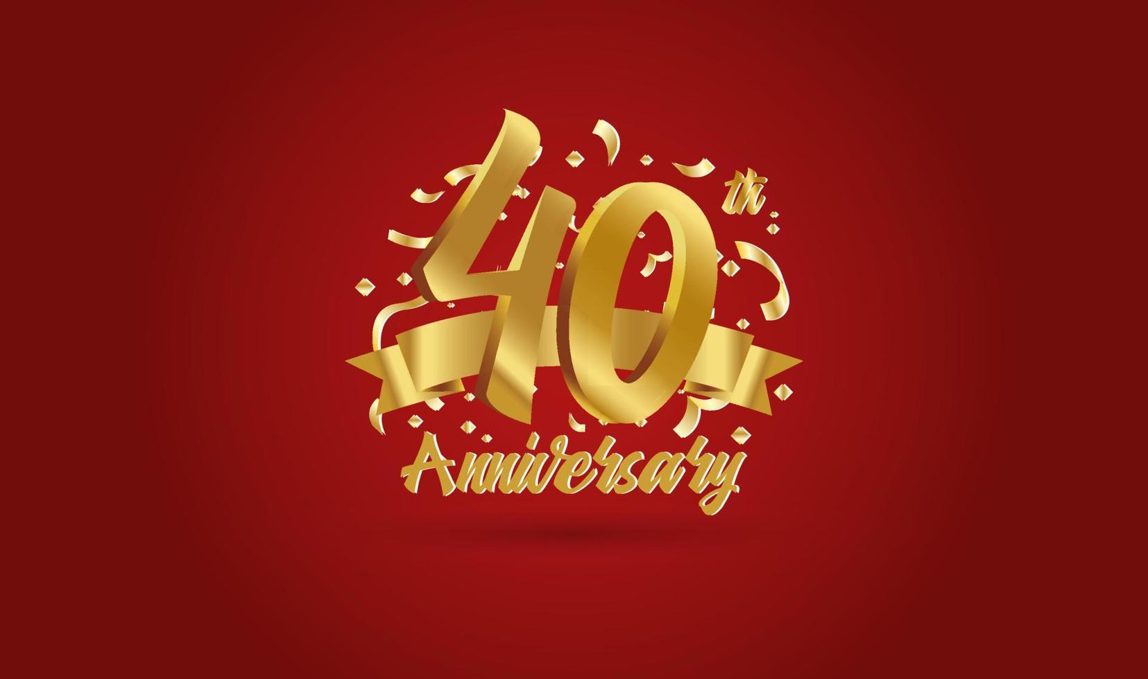 Anniversary celebration with the 40th number in gold and with the words golden anniversary celebration. vector