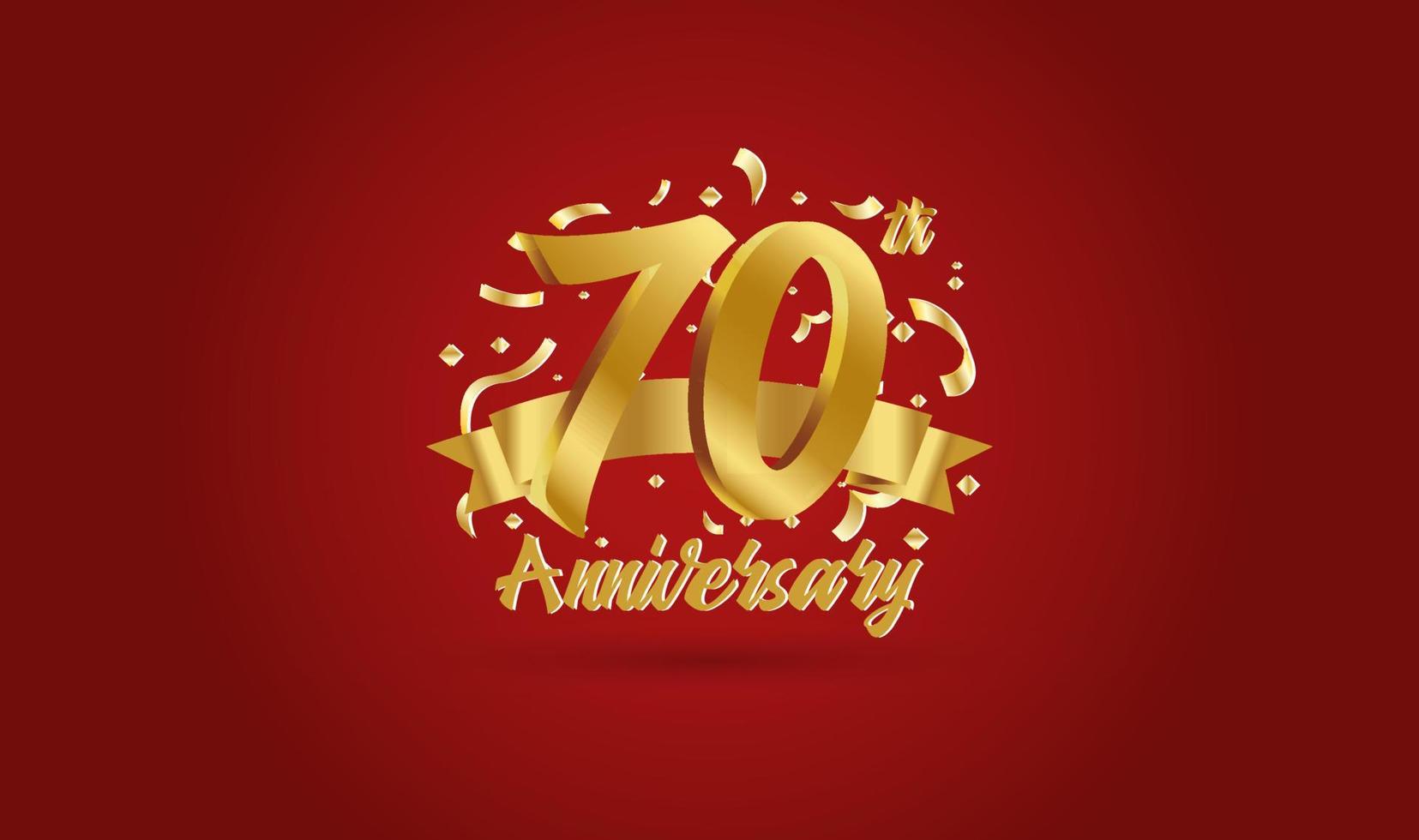 celebración de aniversario con el número 70 en oro y con las palabras celebración del aniversario de oro. vector