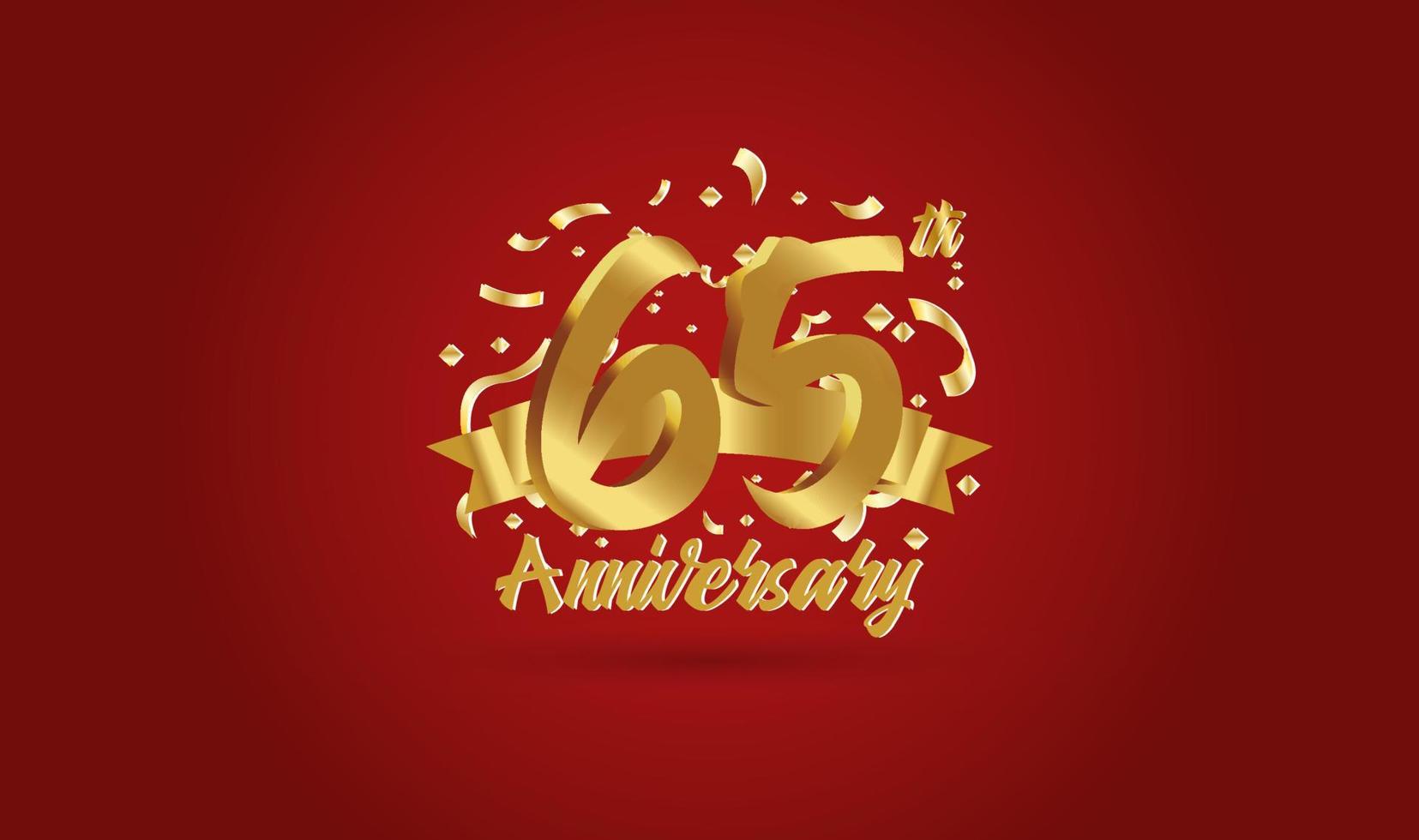 Anniversary celebration background. with the 65th number in gold and with the words golden anniversary celebration. vector