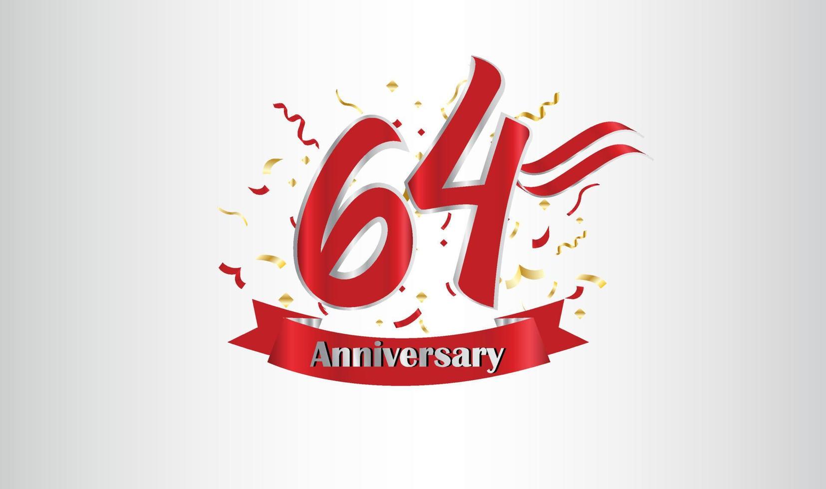 Anniversary celebration background. with the 64th number in gold and with the words golden anniversary celebration. vector