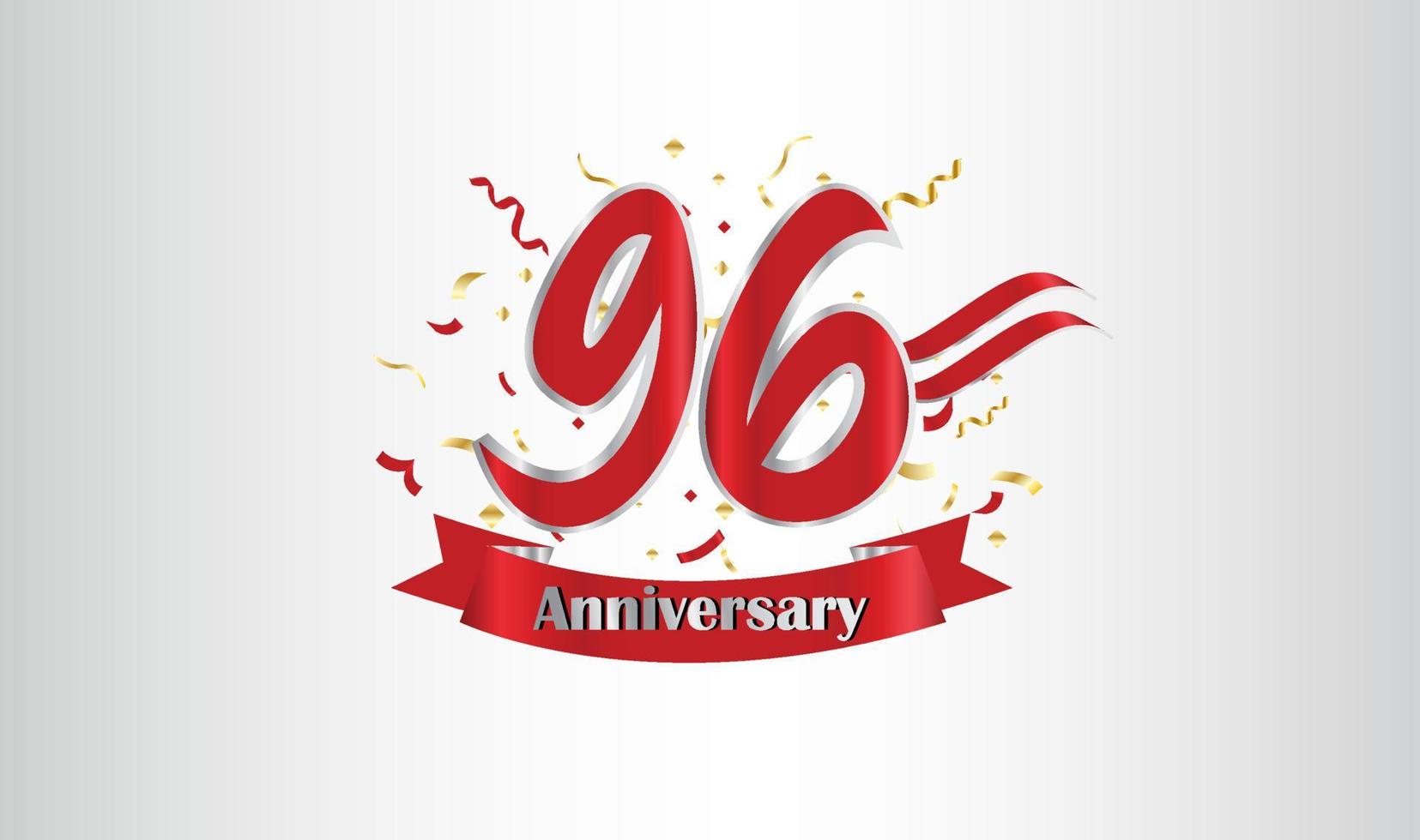 fondo de celebración de aniversario. con el número 96 en dorado y con las palabras celebración de las bodas de oro. vector