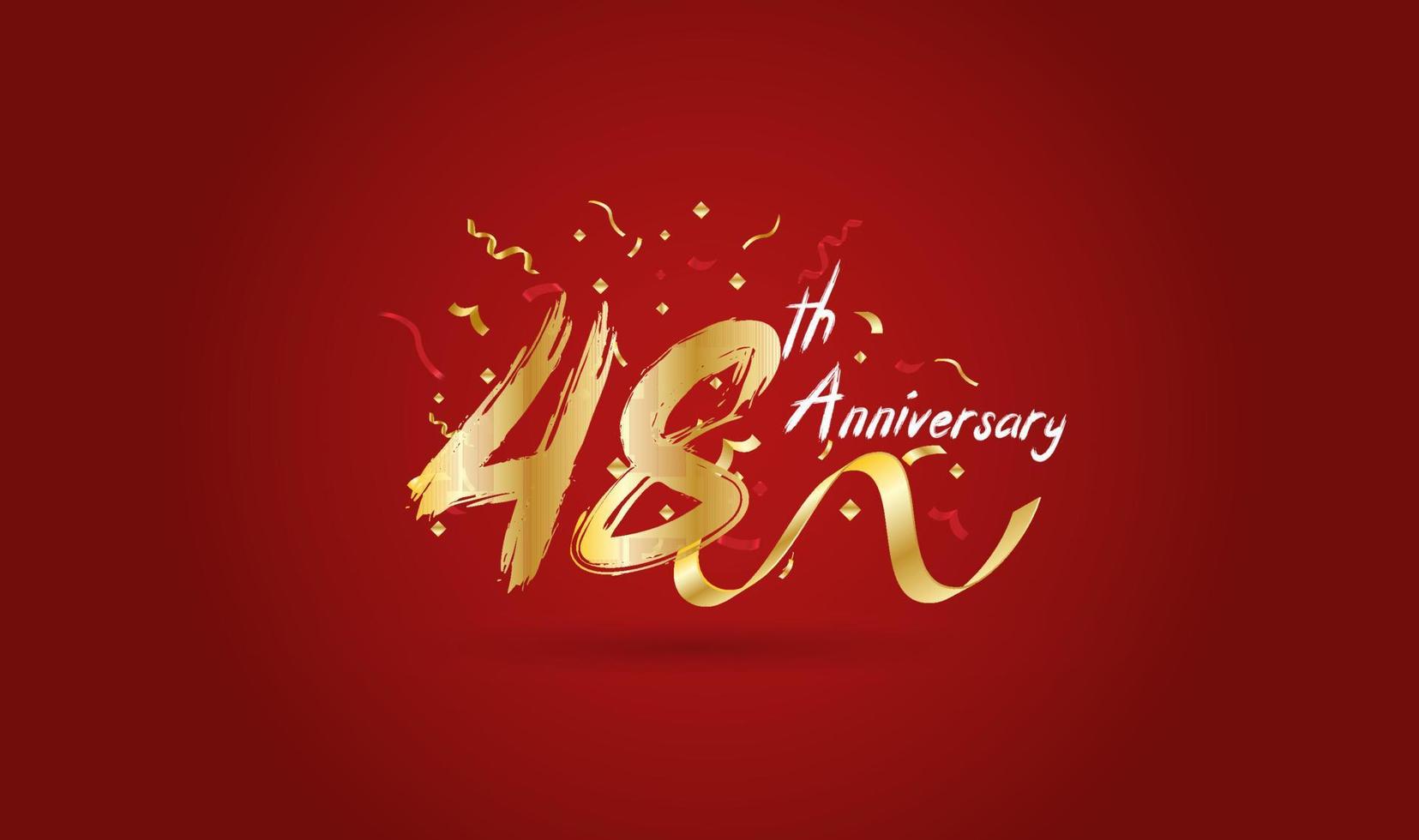 Anniversary celebration background. with the 48th number in gold and with the words golden anniversary celebration. vector