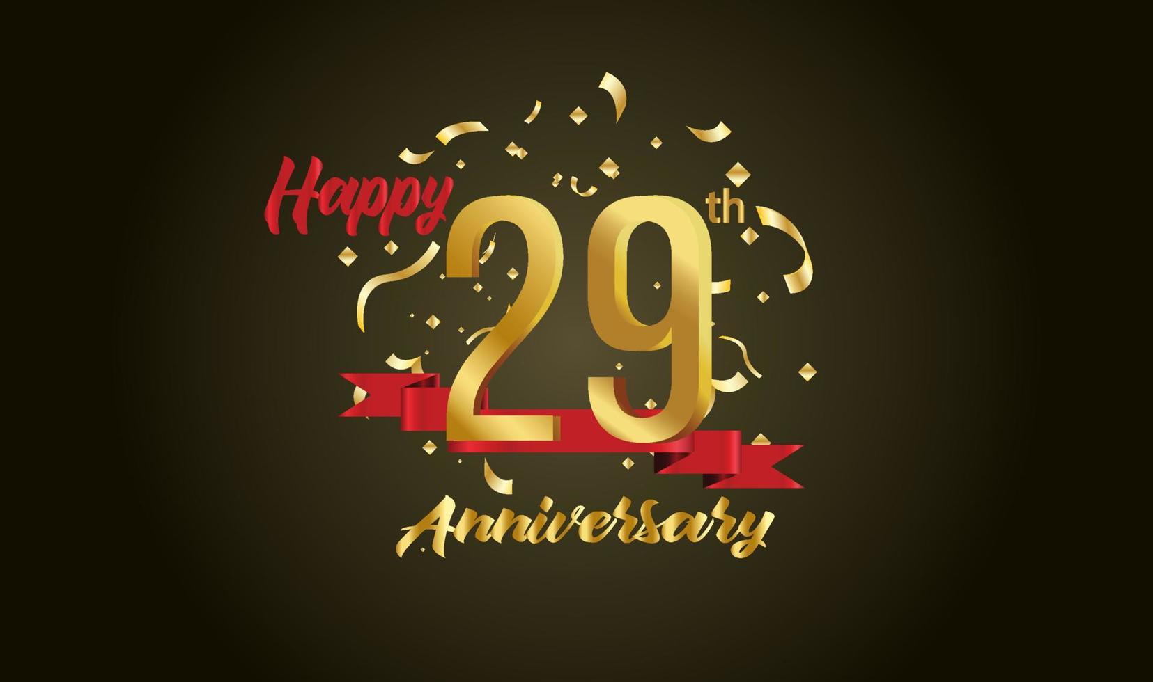 Anniversary celebration background. with the 29th number in gold and with the words golden anniversary celebration. vector