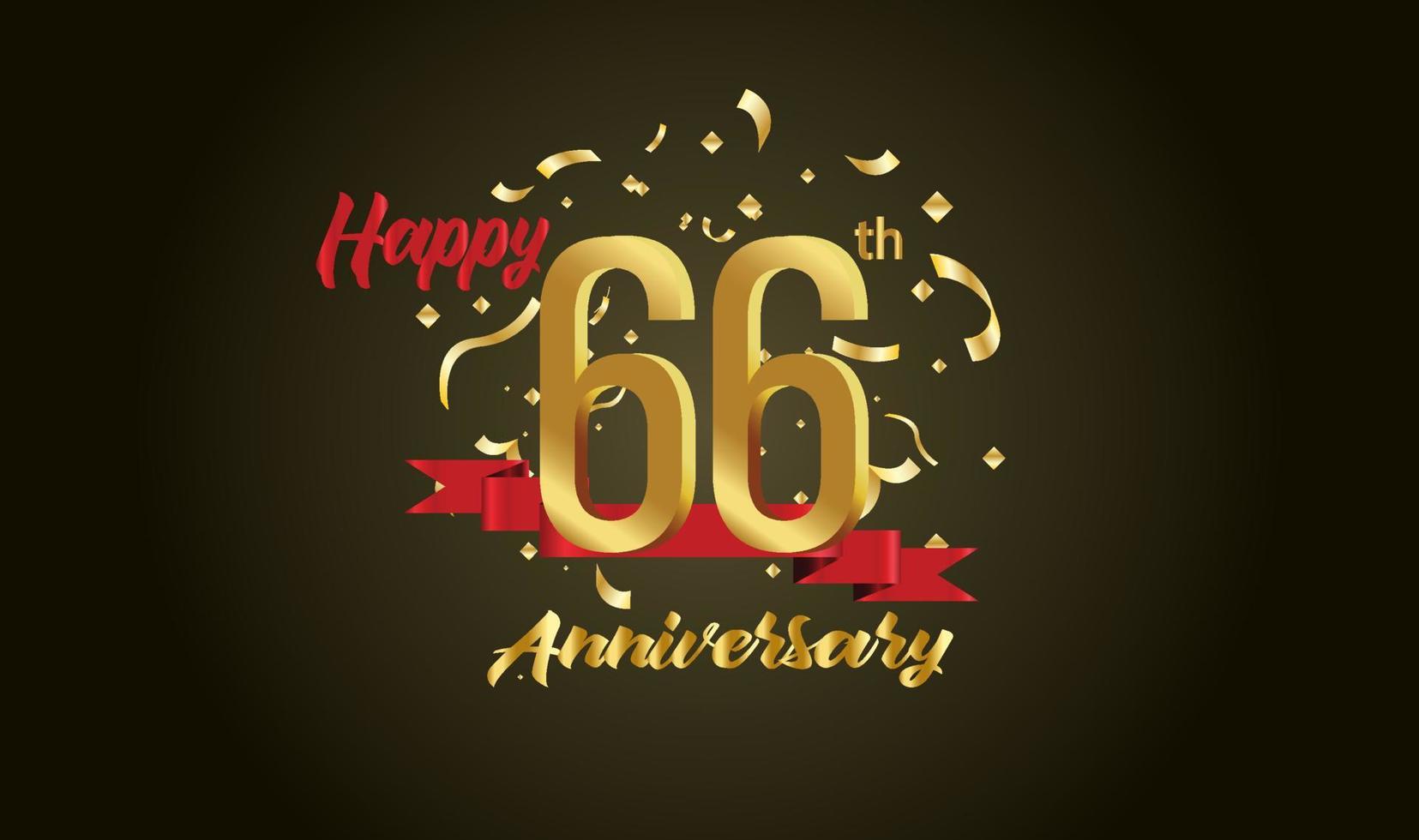 Anniversary celebration background. with the 66th number in gold and with the words golden anniversary celebration. vector