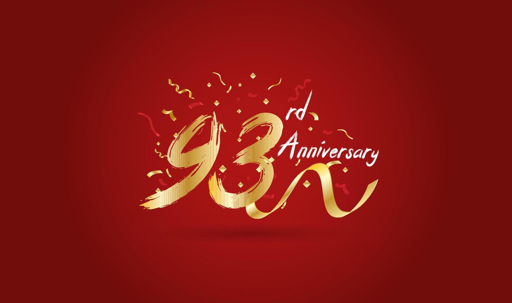 Anniversary celebration background. with the 93rd number in gold and with the words golden anniversary celebration. vector