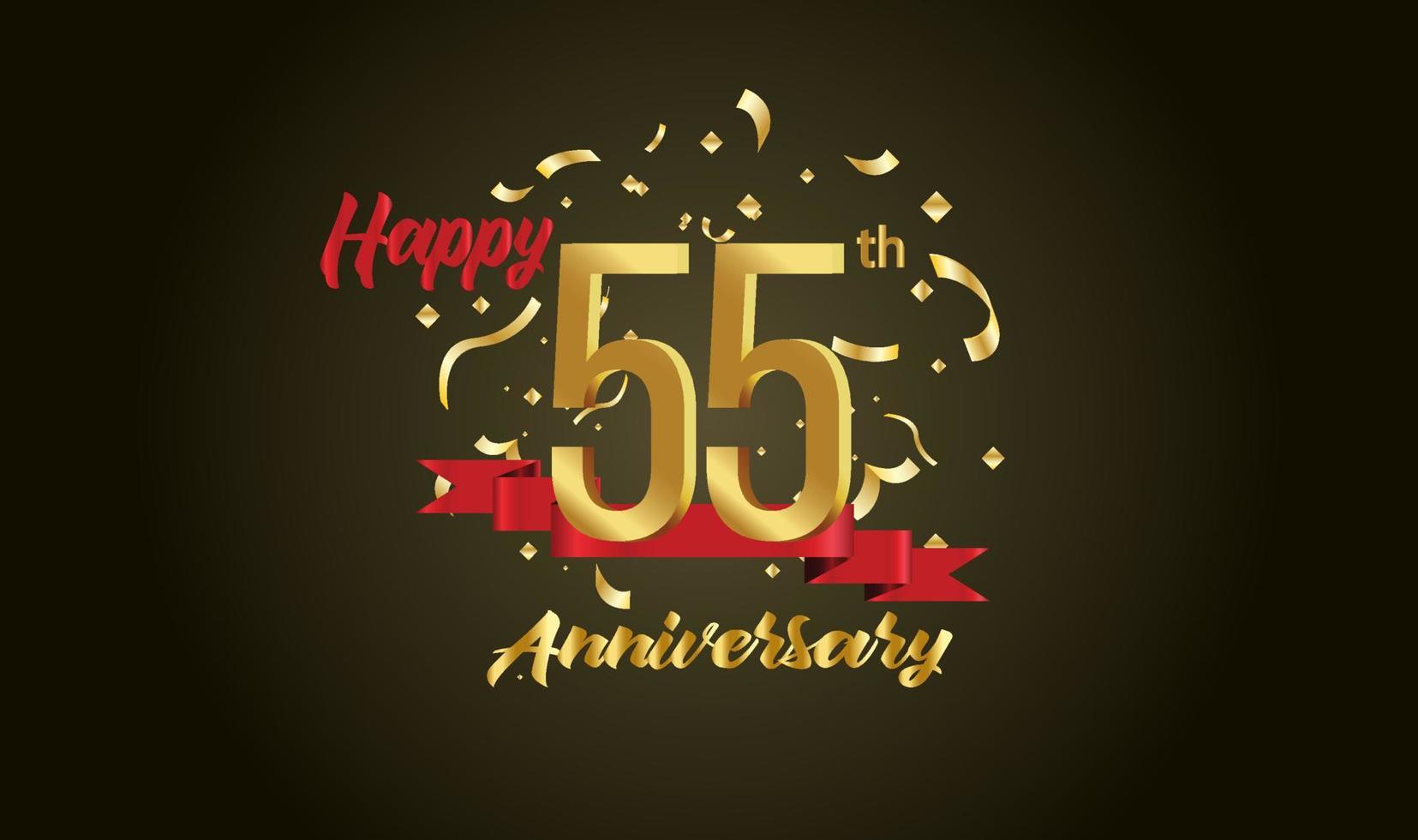 Anniversary celebration background. with the 55th number in gold and with the words golden anniversary celebration. vector