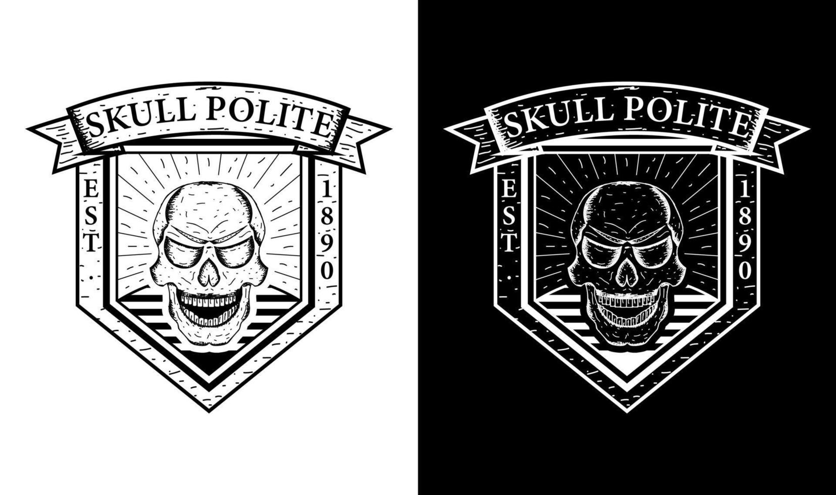 Skull Vintage Retro Badge Label Emblem Logo design inspiration vector