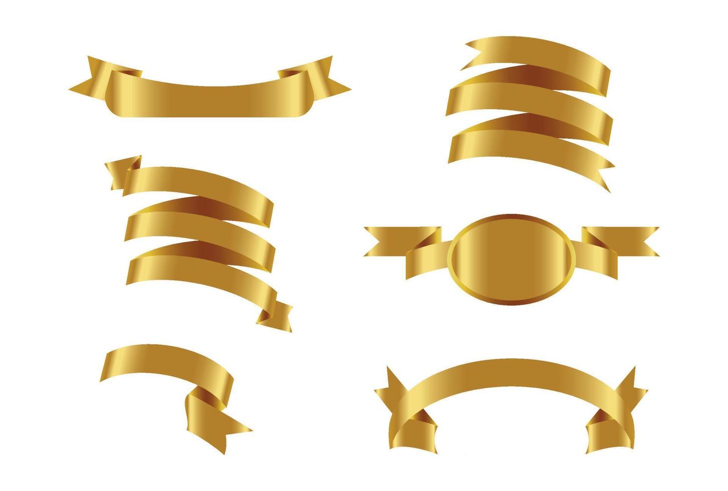 Conjunto de banners de vector de cinta brillante de oro. colección de cintas. ilustración de diseño vectorial