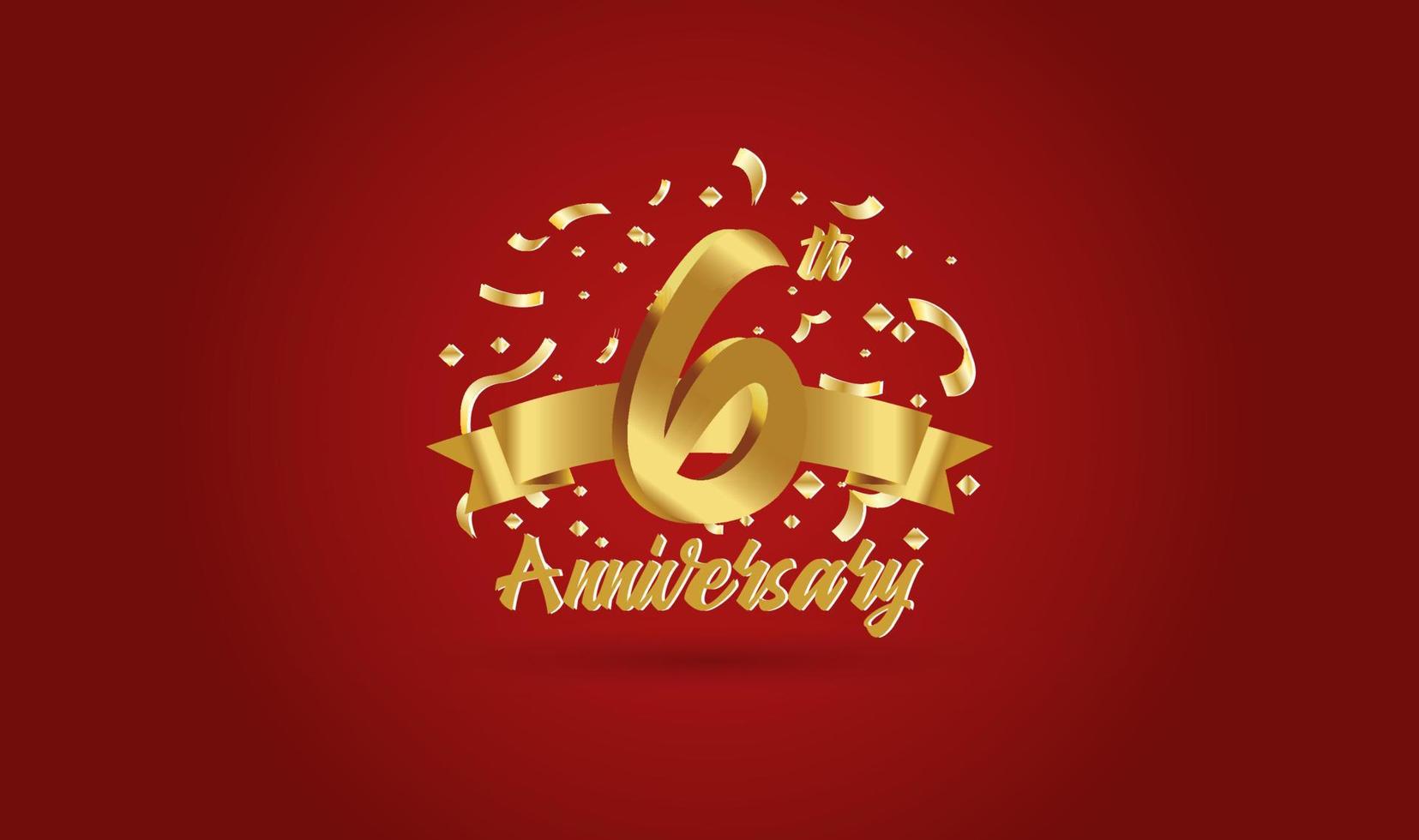 Anniversary celebration background. with the 6th number in gold and with the words golden anniversary celebration. vector