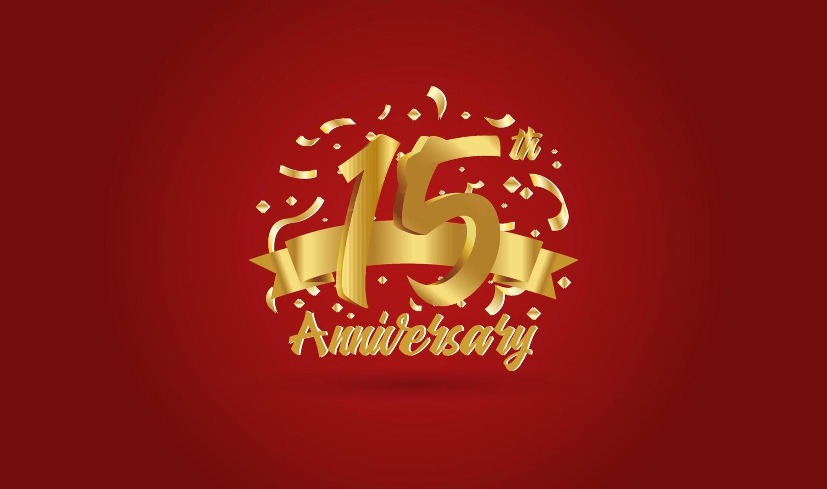 Anniversary celebration background. with the 15th number in gold and with the words golden anniversary celebration. vector