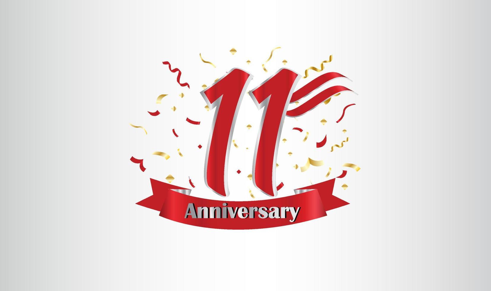 Anniversary celebration background. with the 11th number in gold and with the words golden anniversary celebration. vector