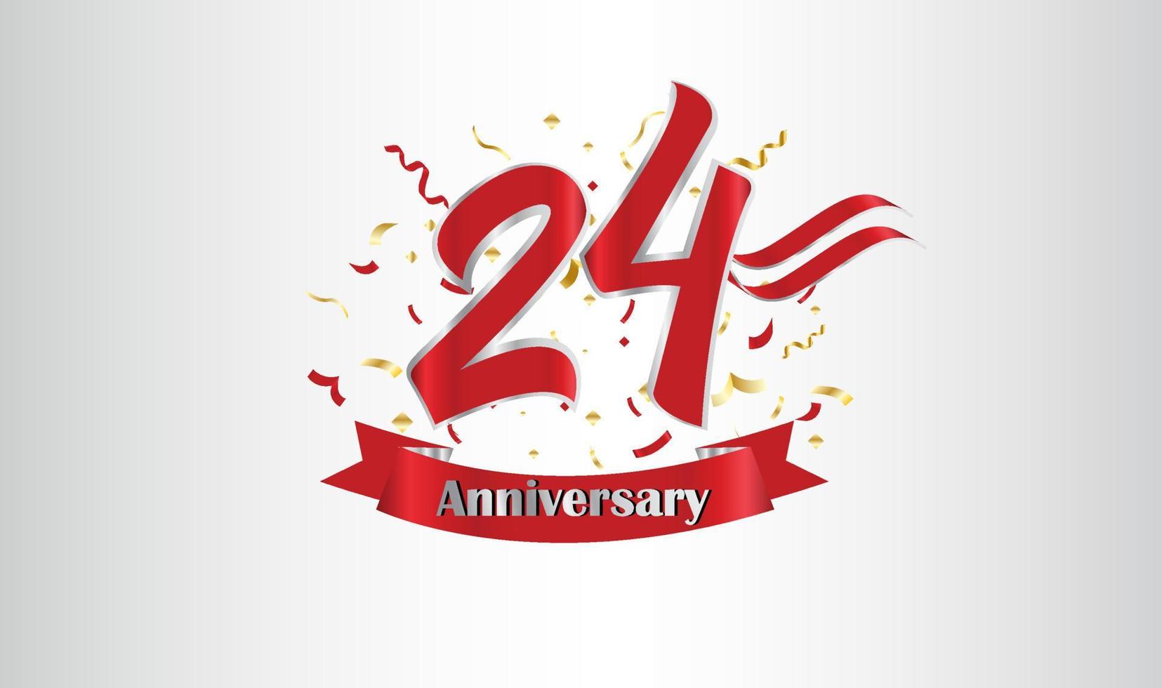 Anniversary celebration with the 24th number in gold and with the words golden anniversary celebration. vector