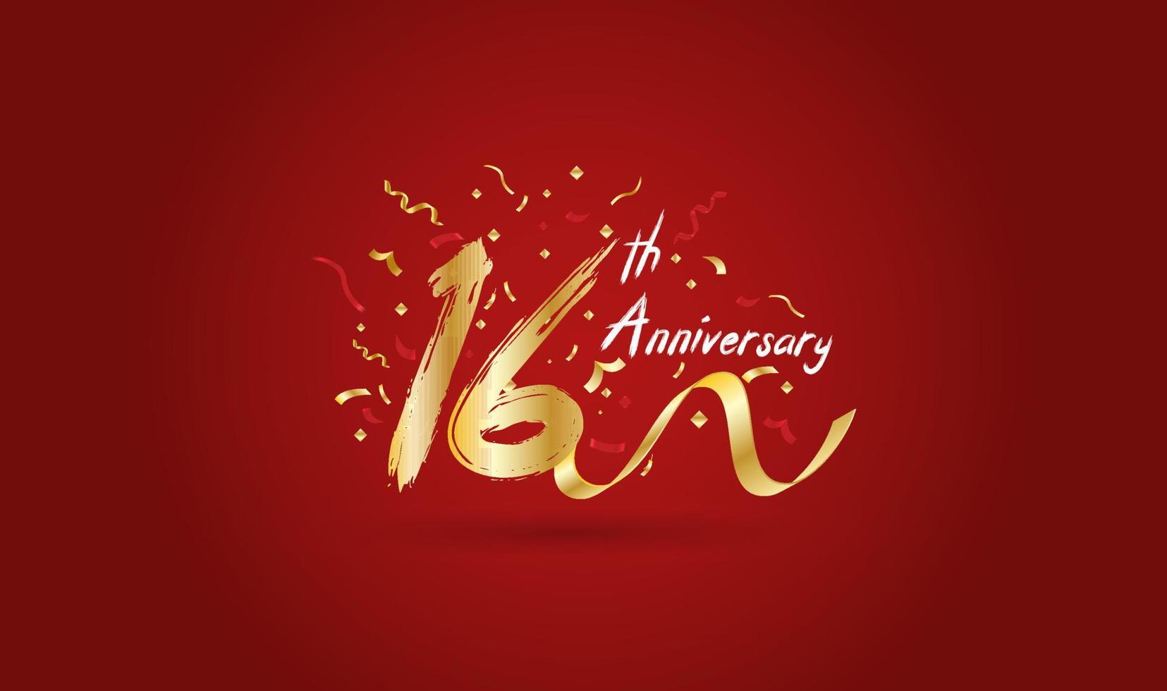 Anniversary celebration background. with the 16th number in gold and with the words golden anniversary celebration. vector