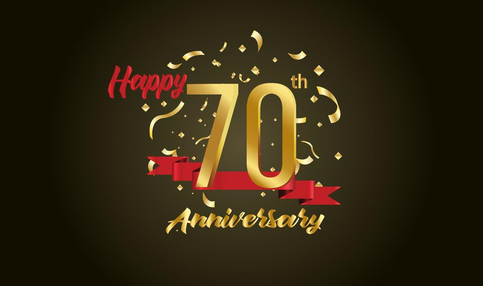 Anniversary celebration background. with the 70th number in gold and with the words golden anniversary celebration. vector