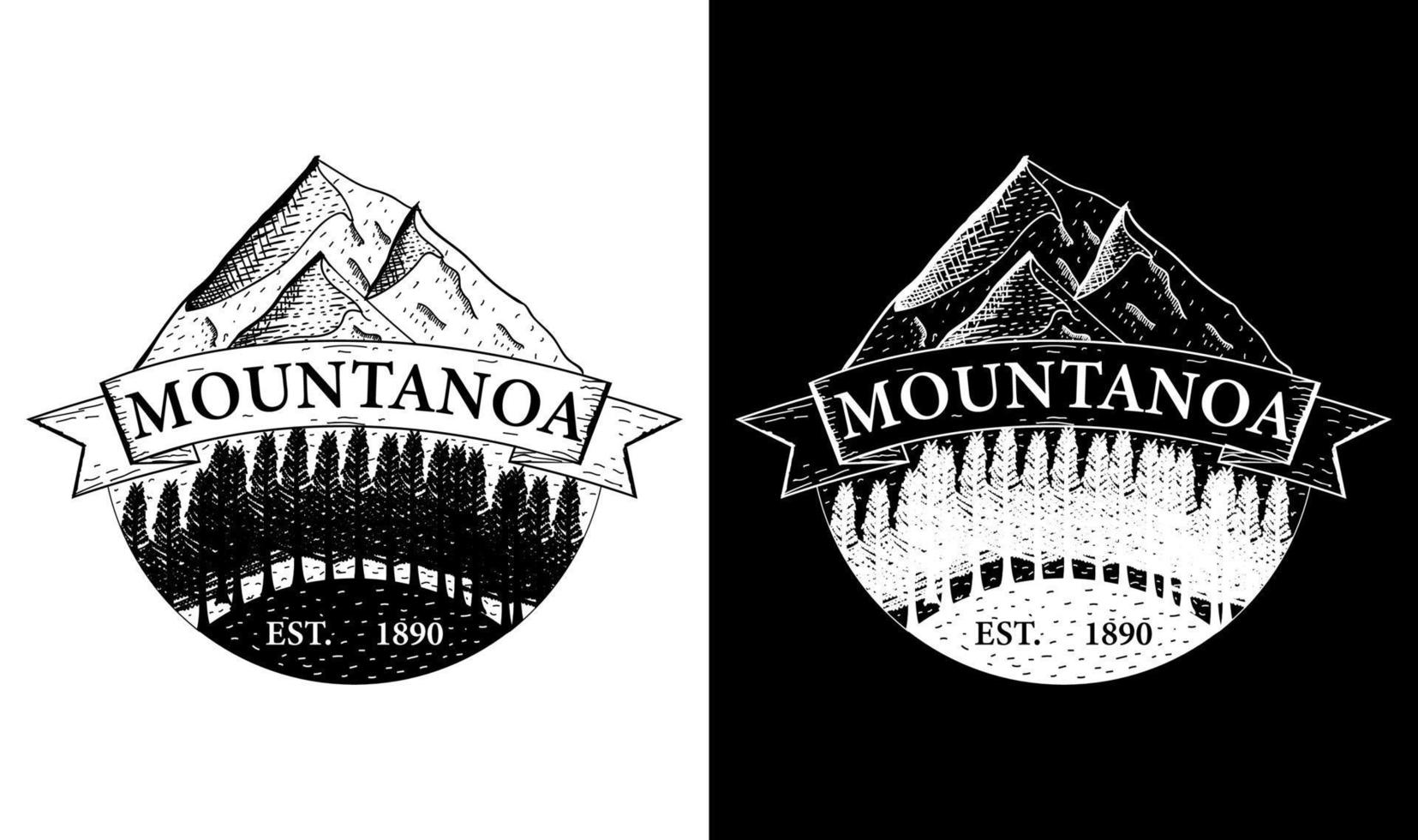 elegante montaña vintage retro insignia etiqueta emblema logotipo diseño inspiración vector