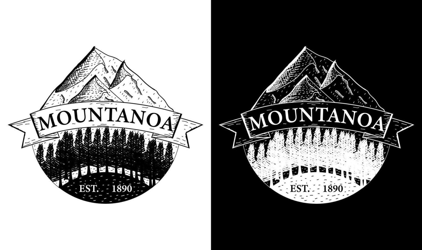 Elegant mountain Vintage Retro Badge Label Emblem Logo design inspiration vector