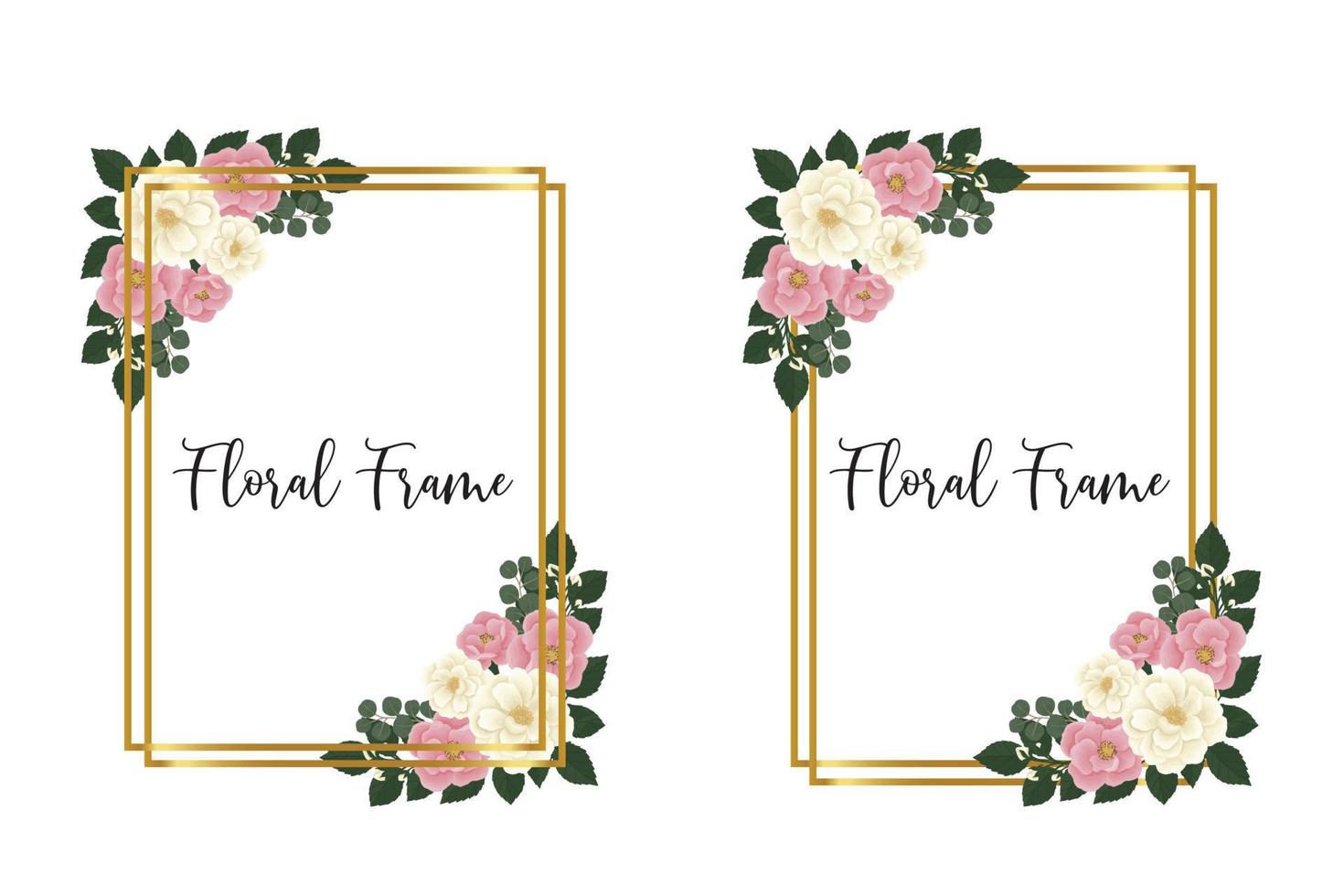 Floral Frame Pink Mini Rose flower Design Template, Digital watercolor hand drawn vector