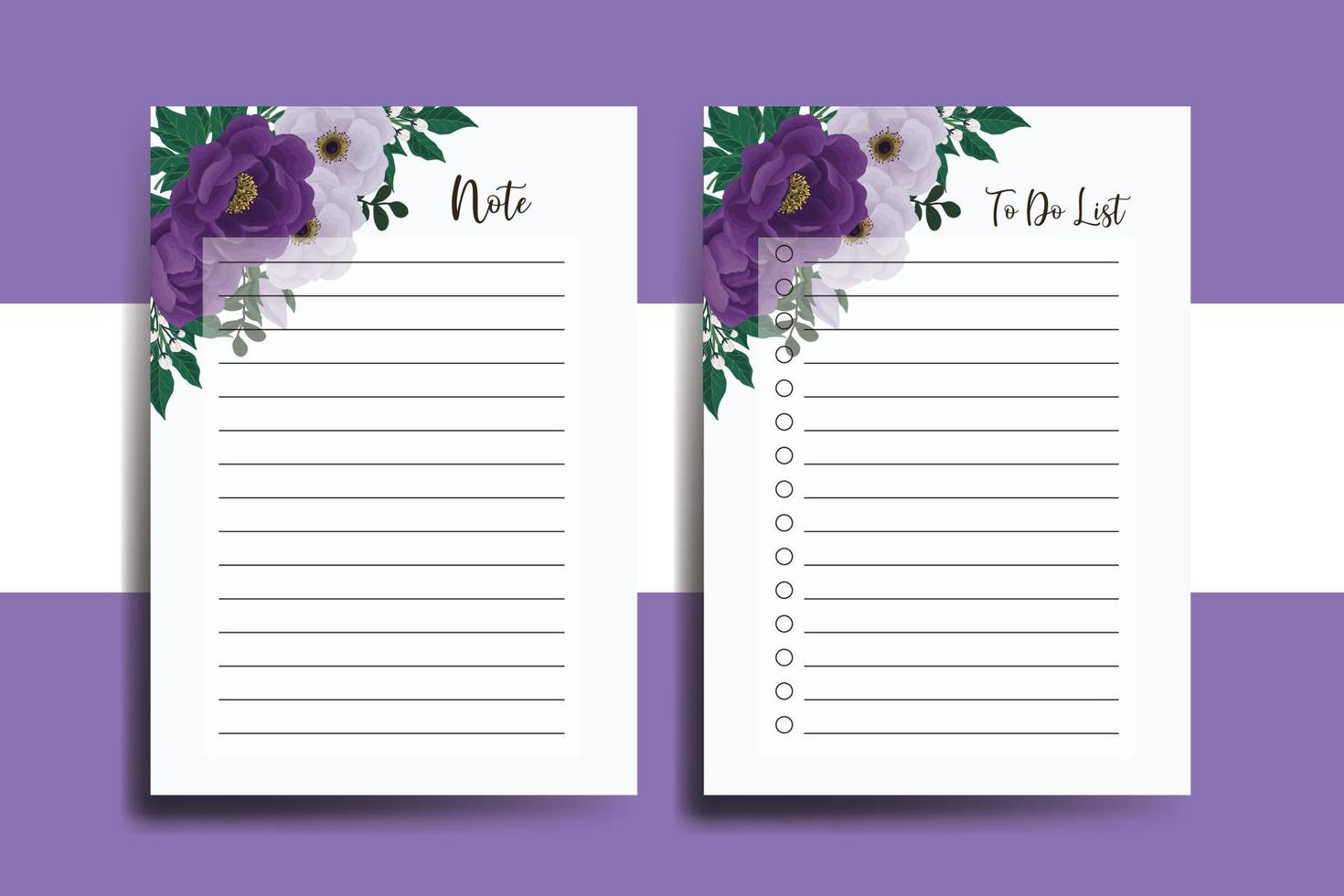 To do list Planner template Purple Peony Flower Design vector