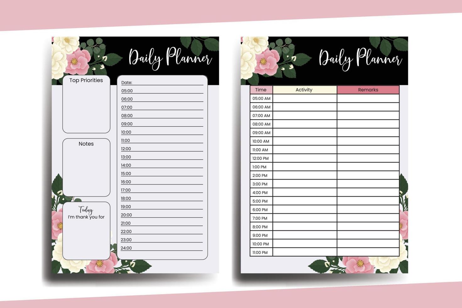 Planner To Do List Pink Mini Rose Flower Design Template vector
