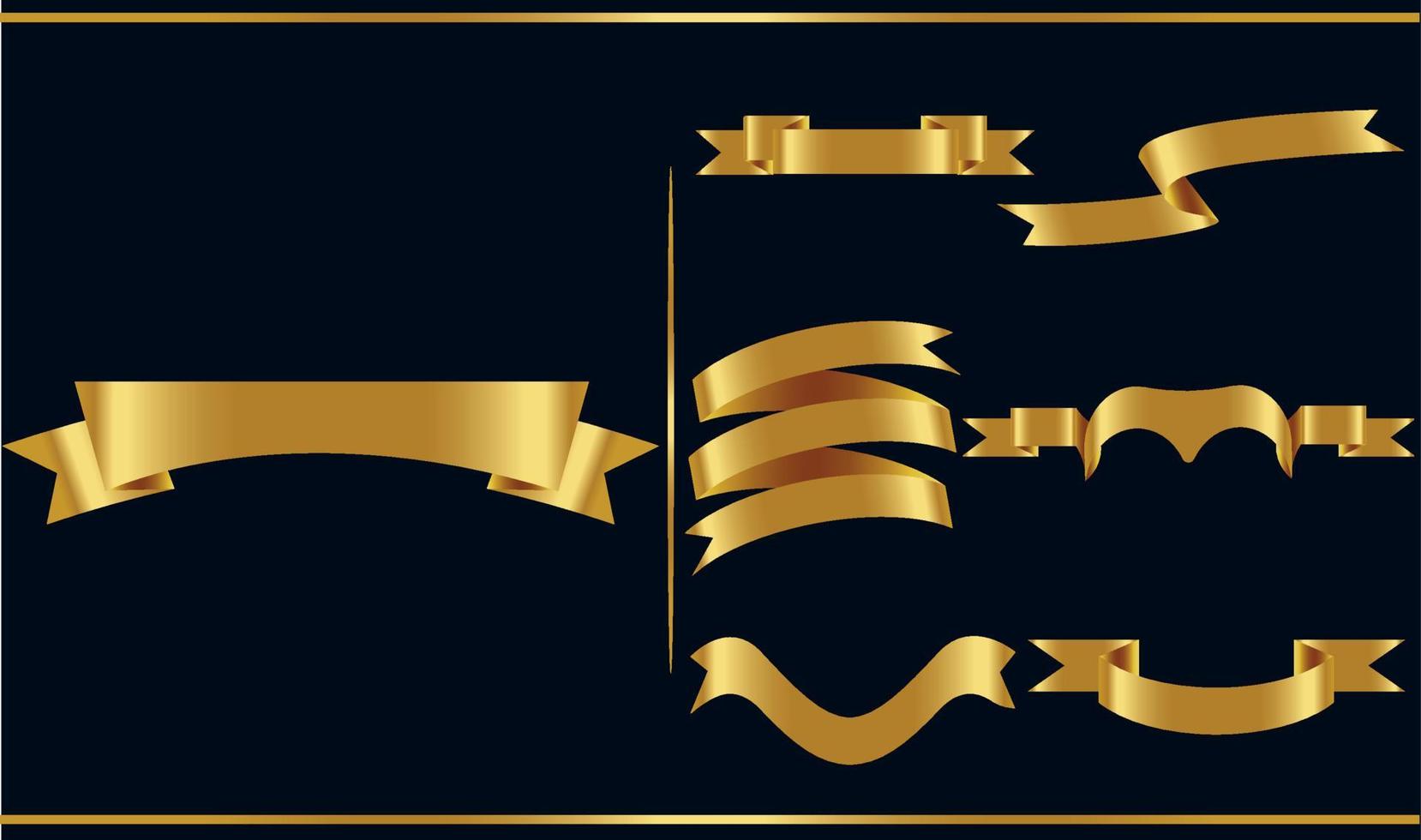 Gold glossy ribbon vector banners set. Ribbons collection. Vector Design Illustration