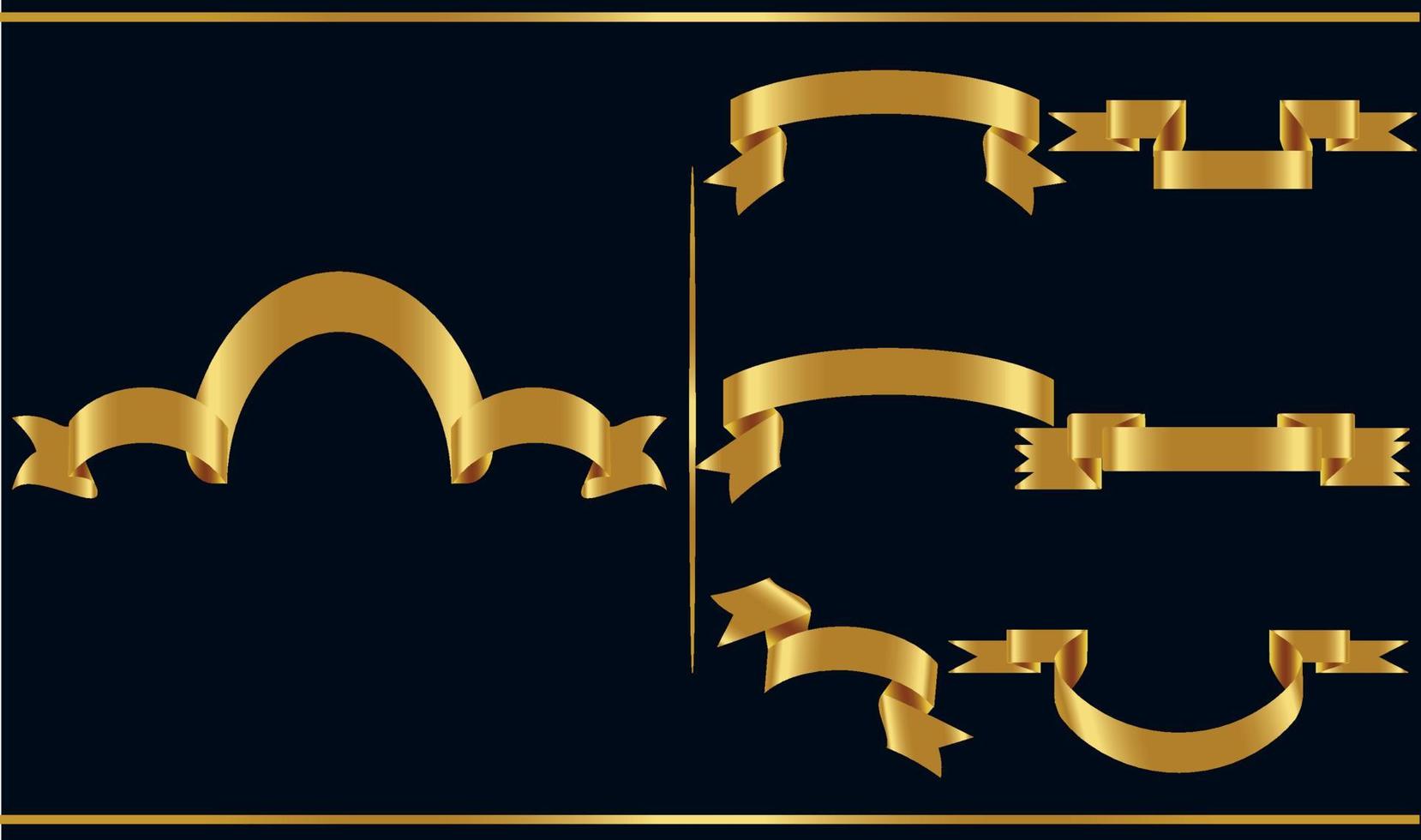 Gold glossy ribbon vector banners set. Ribbons collection. Vector Design Illustration