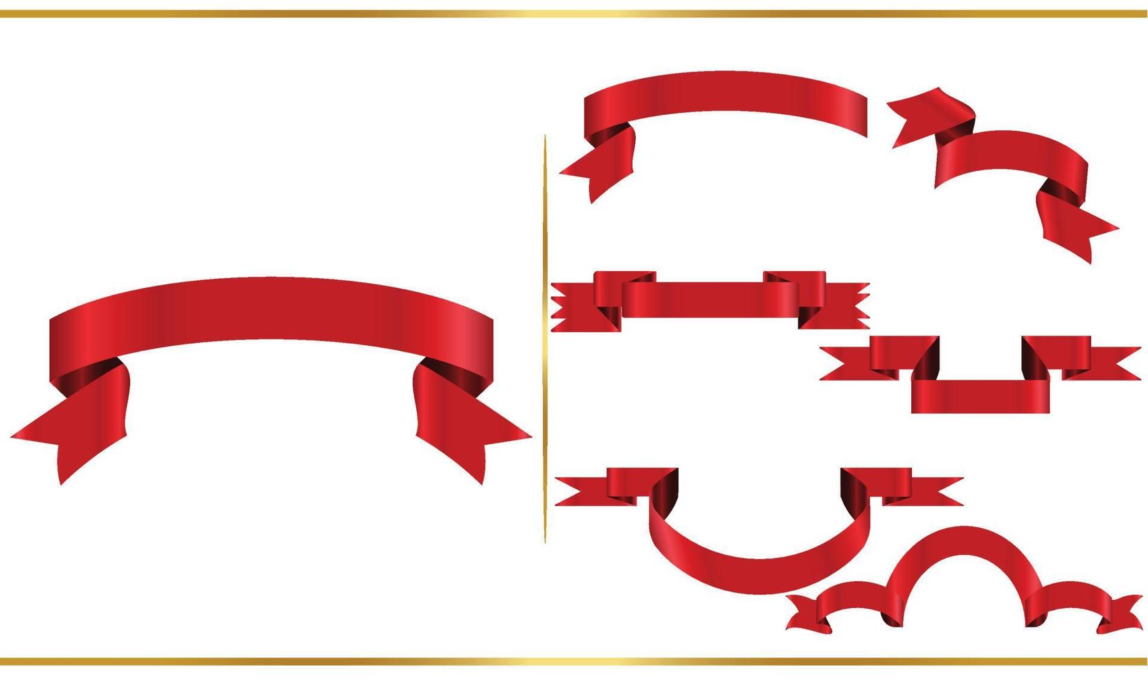 Red glossy ribbon vector banners set. Ribbons collection. Vector Design Illustration