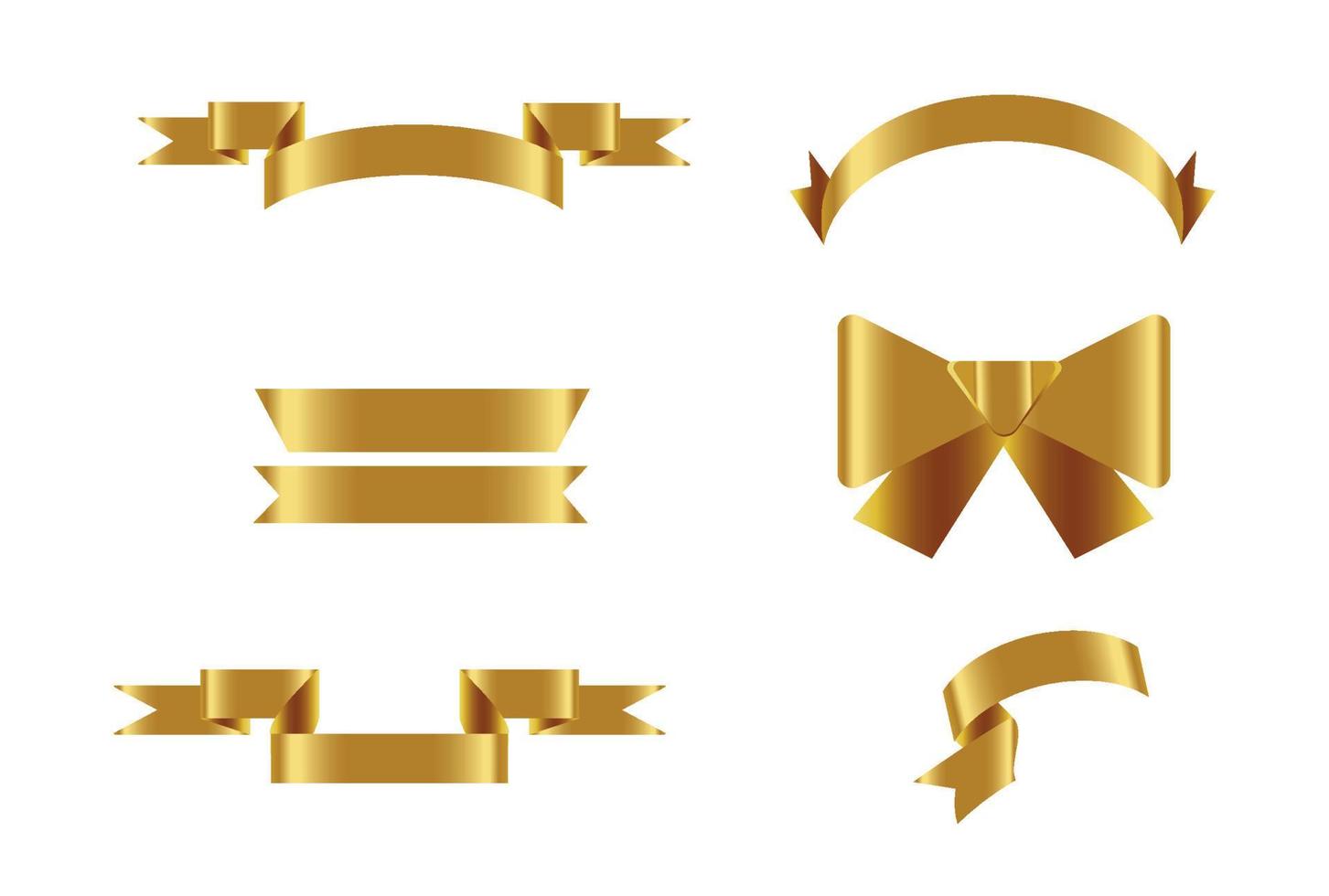 Gold glossy ribbon vector banners set. Ribbons collection. Vector Design Illustration