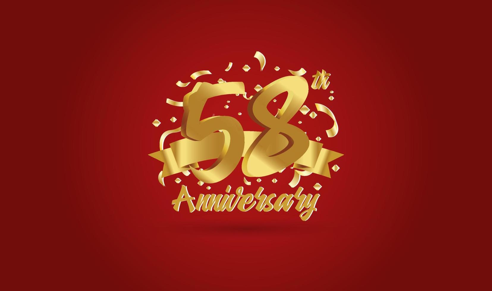 Anniversary celebration background. with the 58th number in gold and with the words golden anniversary celebration. vector