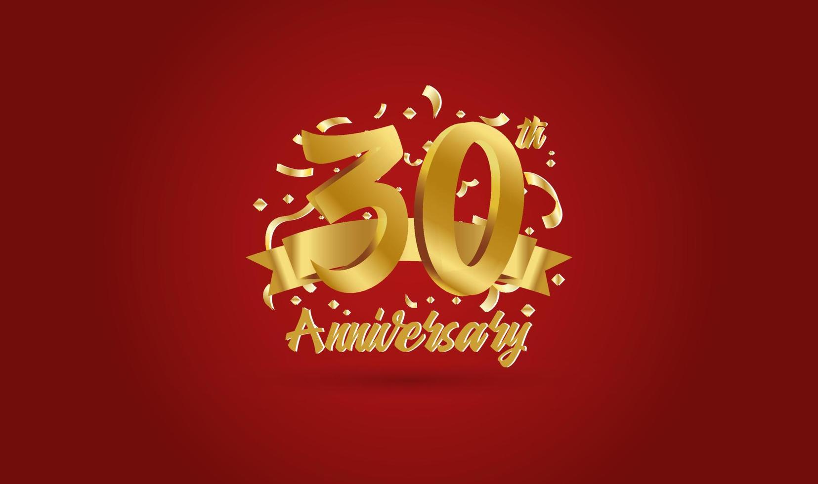 Anniversary celebration background. with the 30th number in gold and with the words golden anniversary celebration. vector