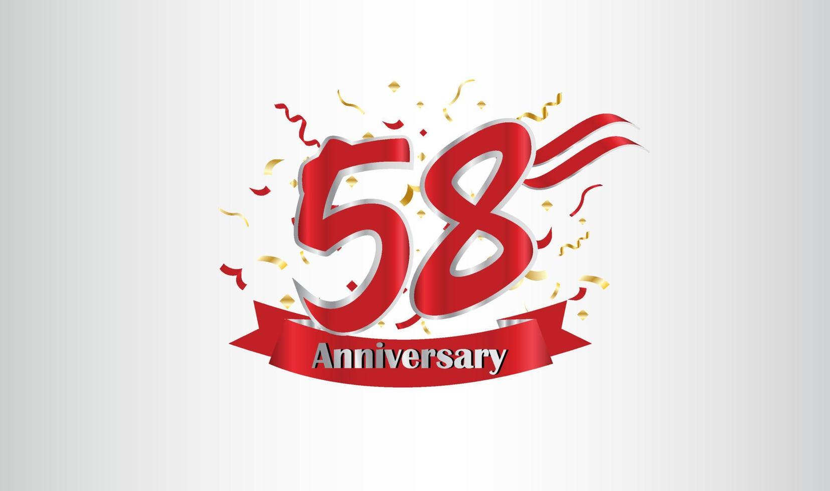 Anniversary celebration with the 58th number in gold and with the words golden anniversary celebration. vector