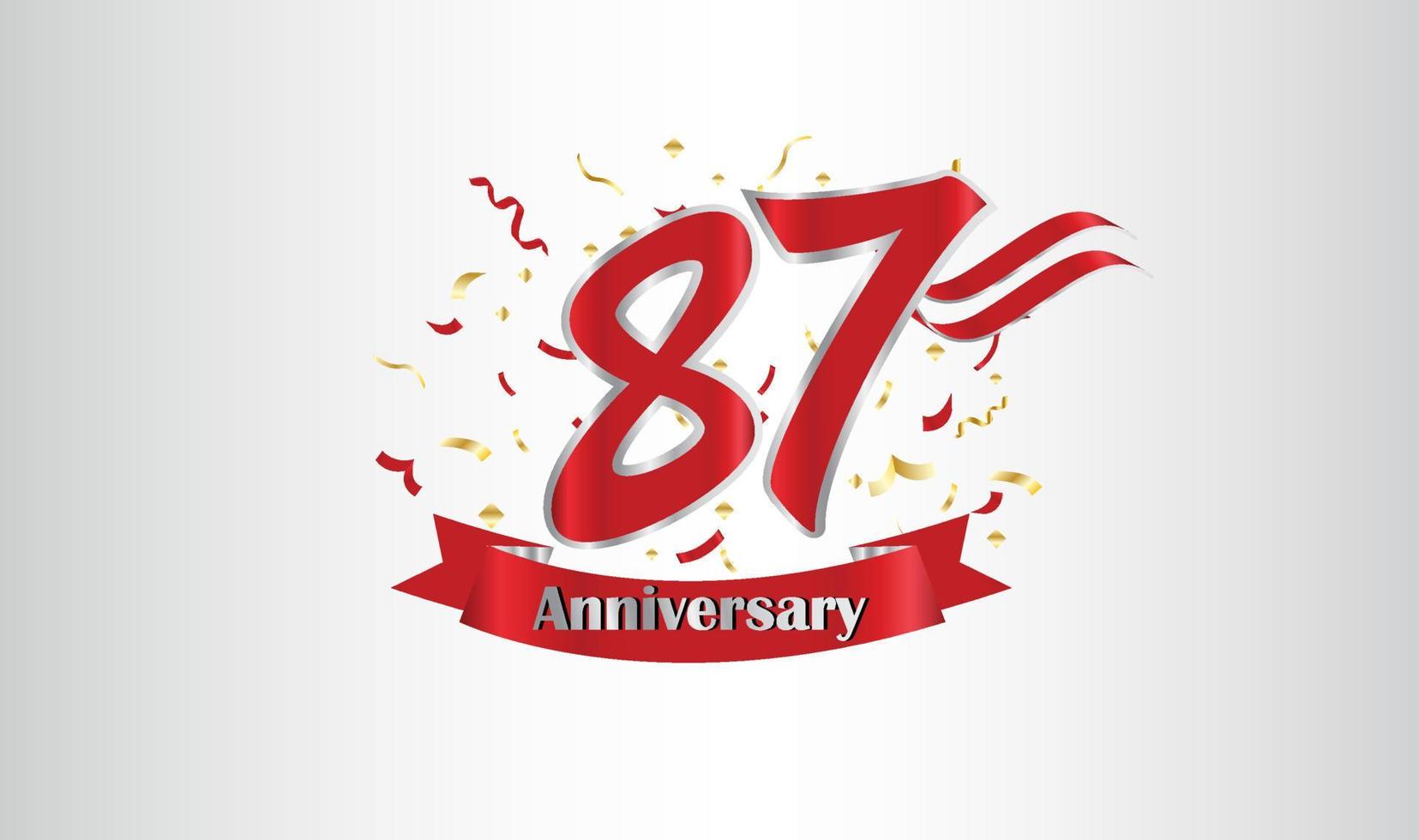 Anniversary celebration with the 87th number in gold and with the words golden anniversary celebration. vector