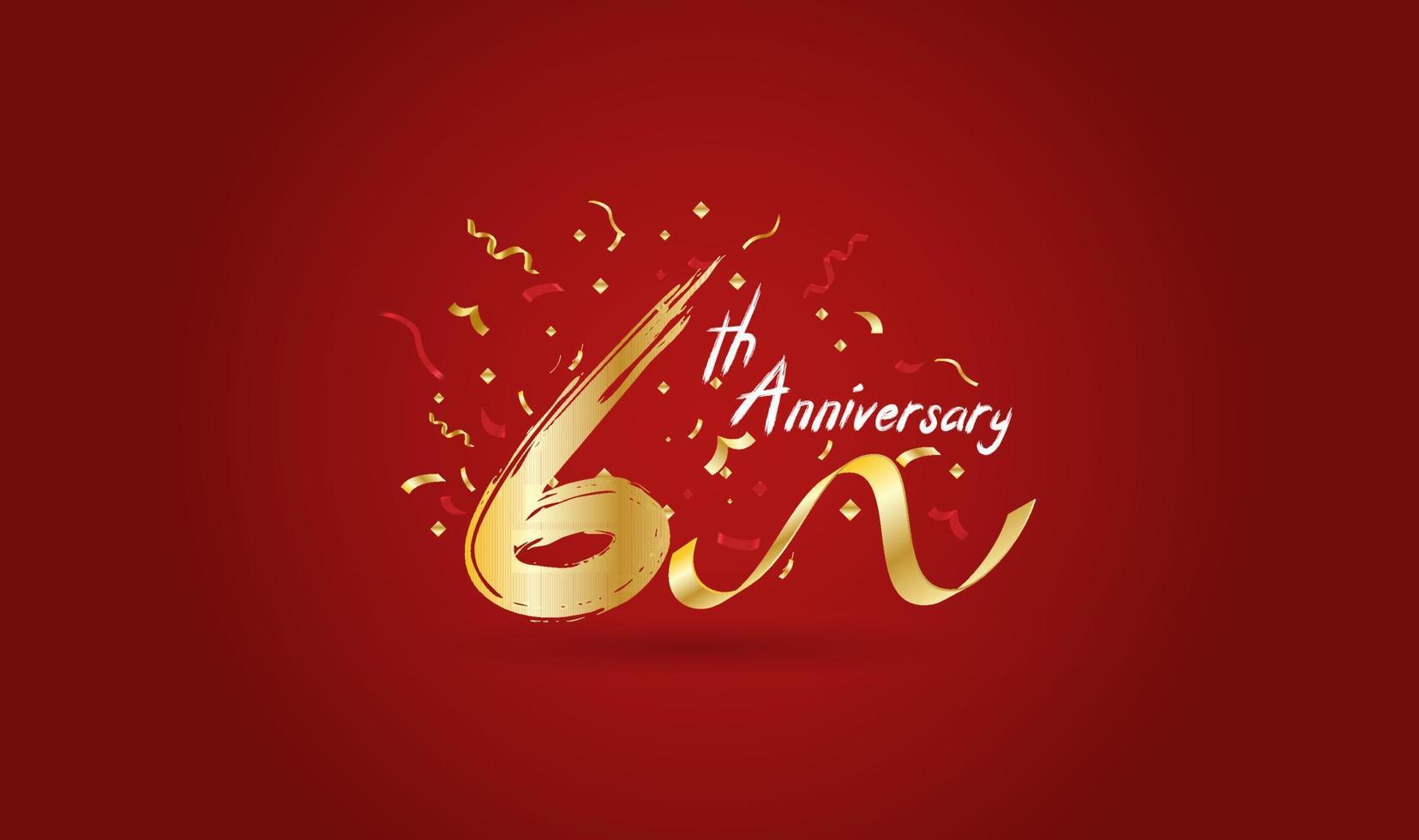 Anniversary celebration background. with the 6th number in gold and with the words golden anniversary celebration. vector