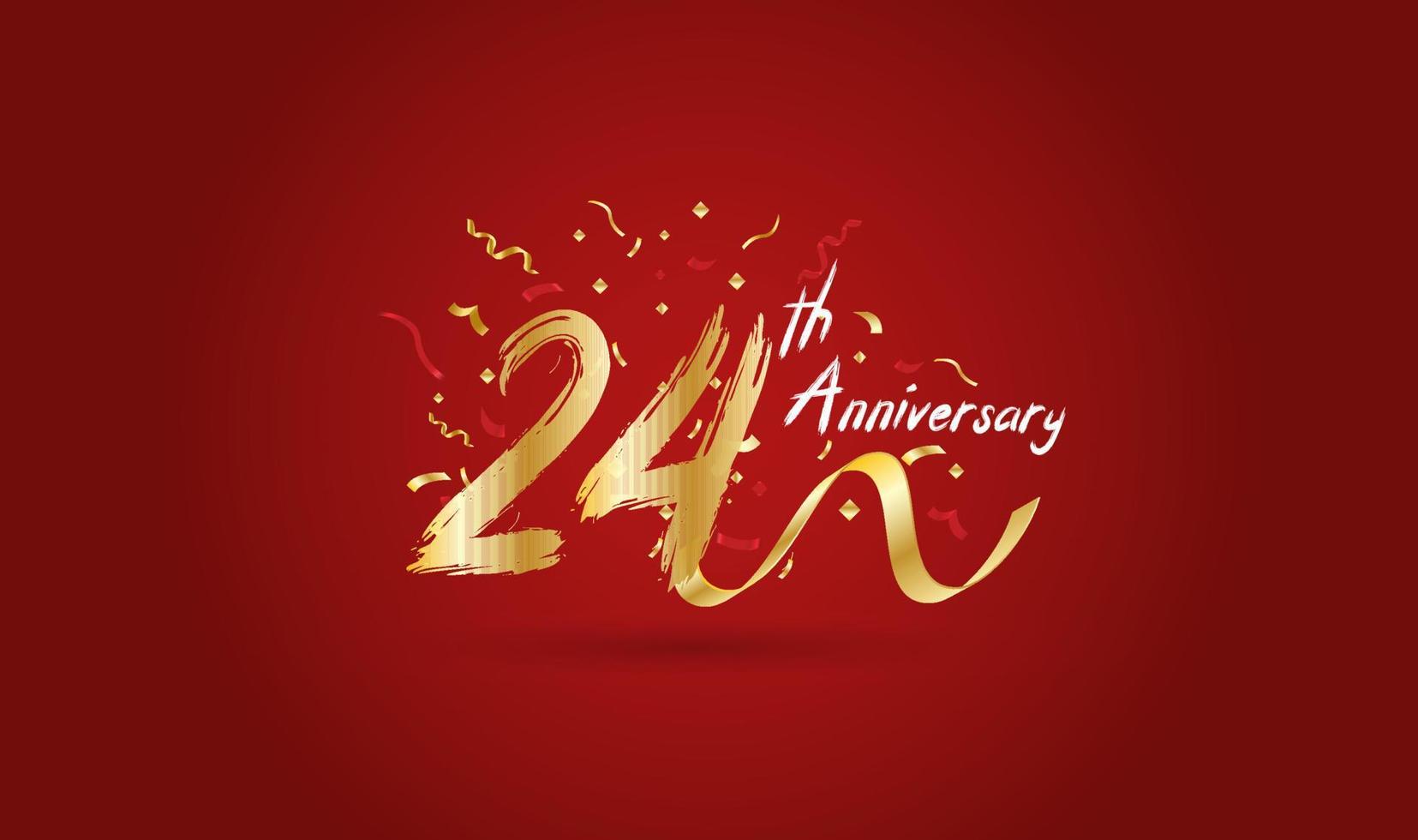 Anniversary celebration background. with the 24th number in gold and with the words golden anniversary celebration. vector