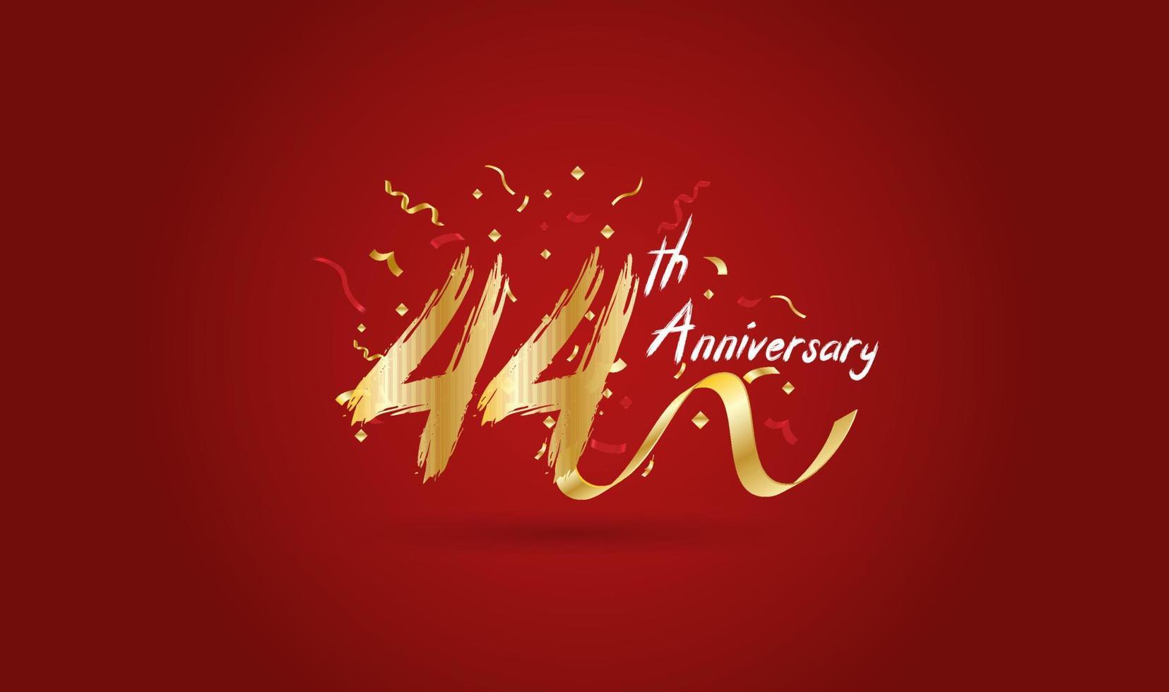 Anniversary celebration background. with the 44th number in gold and with the words golden anniversary celebration. vector