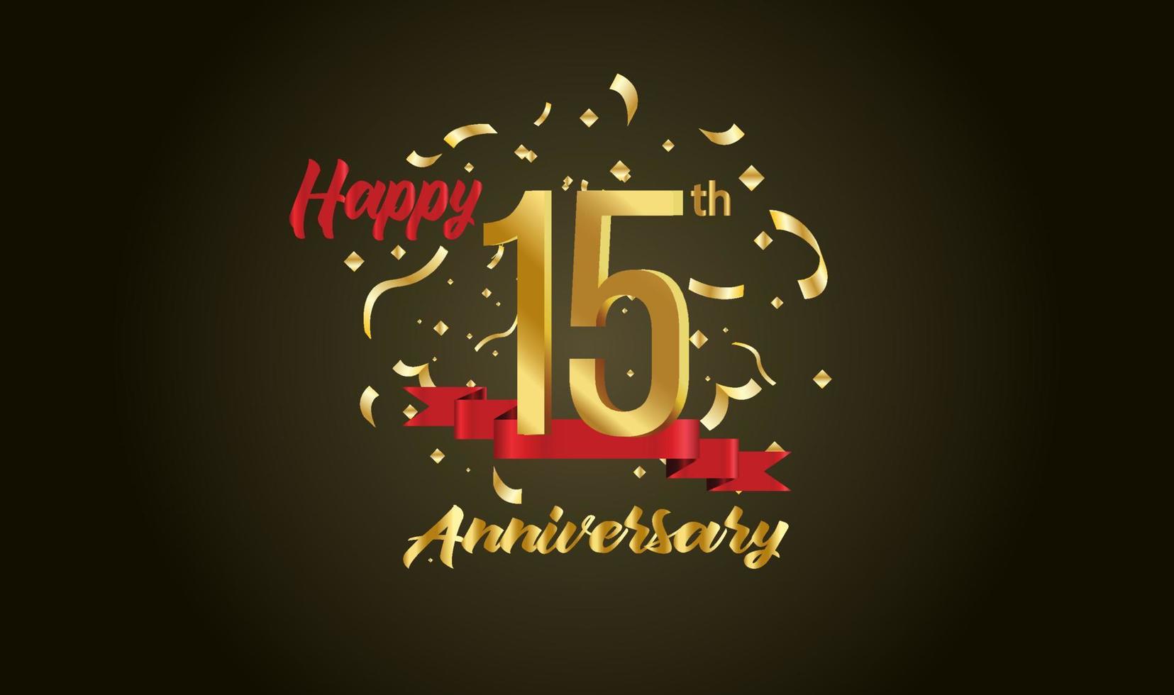 Anniversary celebration background. with the 15th number in gold and with the words golden anniversary celebration. vector