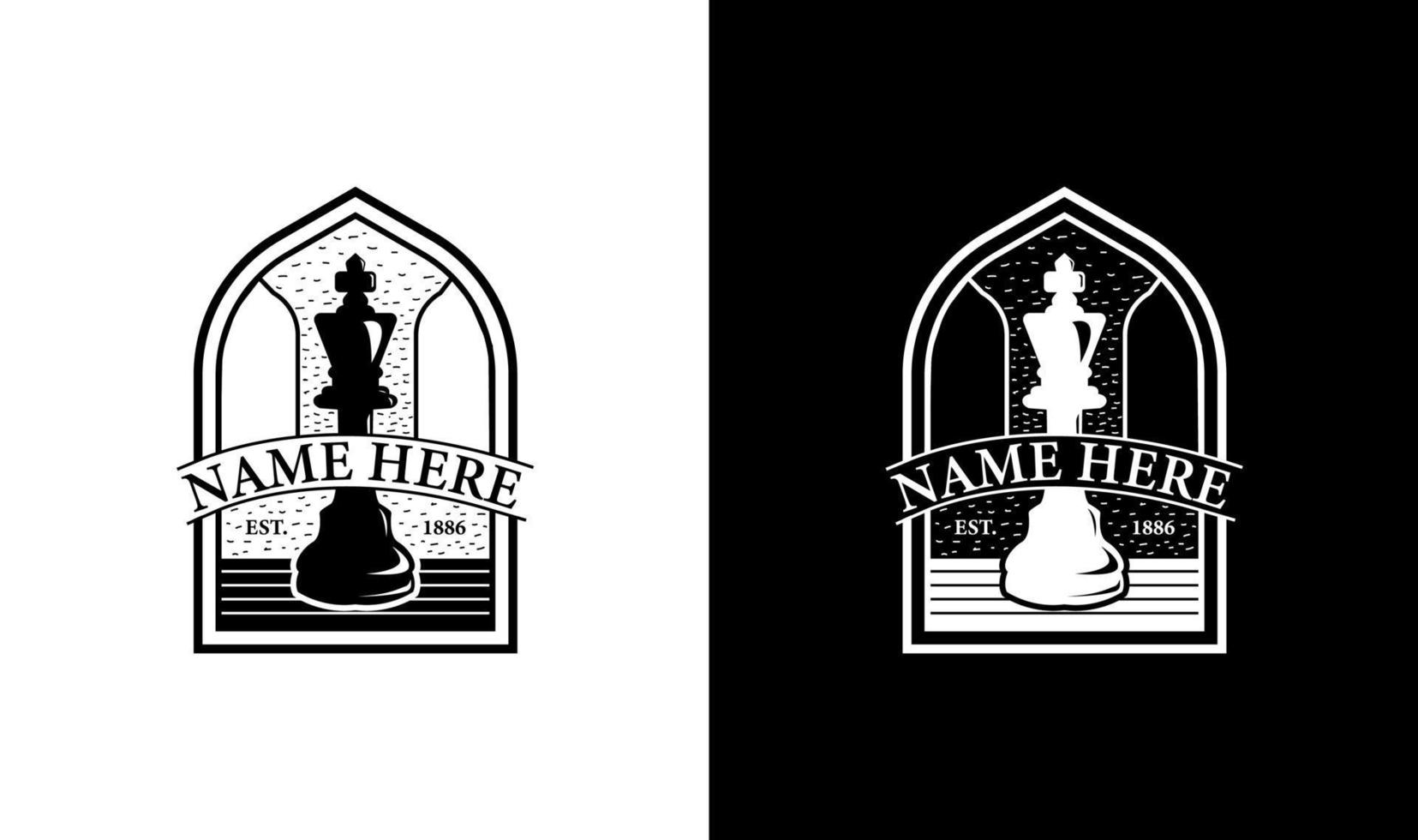 Elegant chess Vintage Retro Badge Label Emblem Logo design inspiration vector