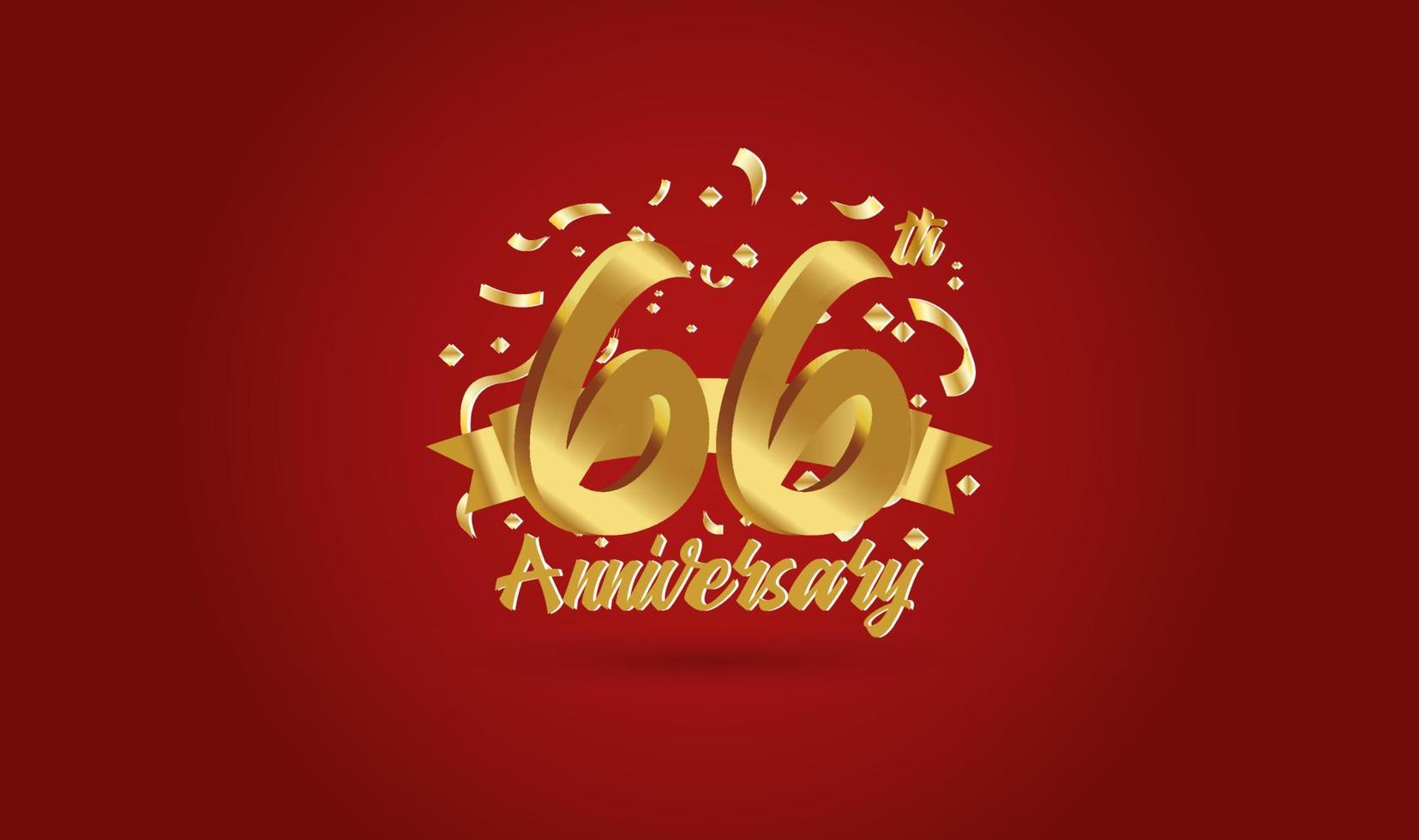 Anniversary celebration background. with the 66th number in gold and with the words golden anniversary celebration. vector