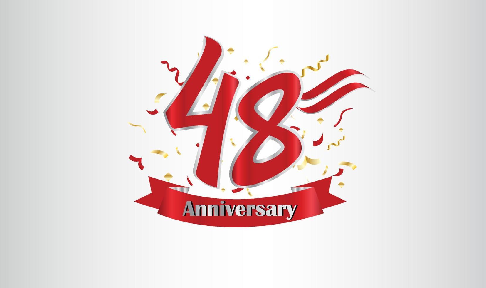 Anniversary celebration background. with the 48th number in gold and with the words golden anniversary celebration. vector