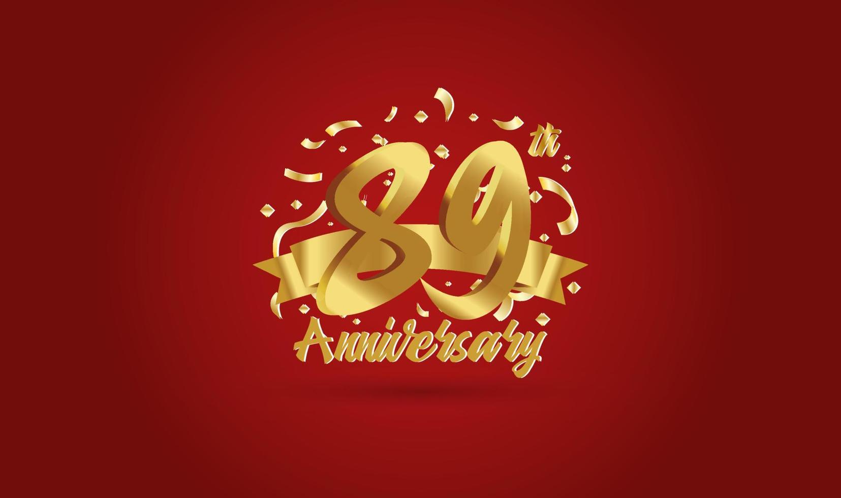Anniversary celebration with the 89th number in gold and with the words golden anniversary celebration. vector