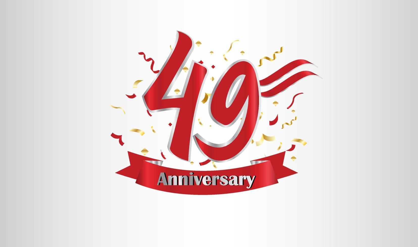 Anniversary celebration with the 49th number in gold and with the words golden anniversary celebration. vector
