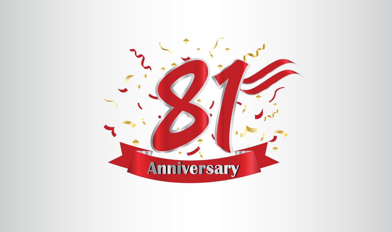 Anniversary celebration background. with the 81st number in gold and with the words golden anniversary celebration. vector