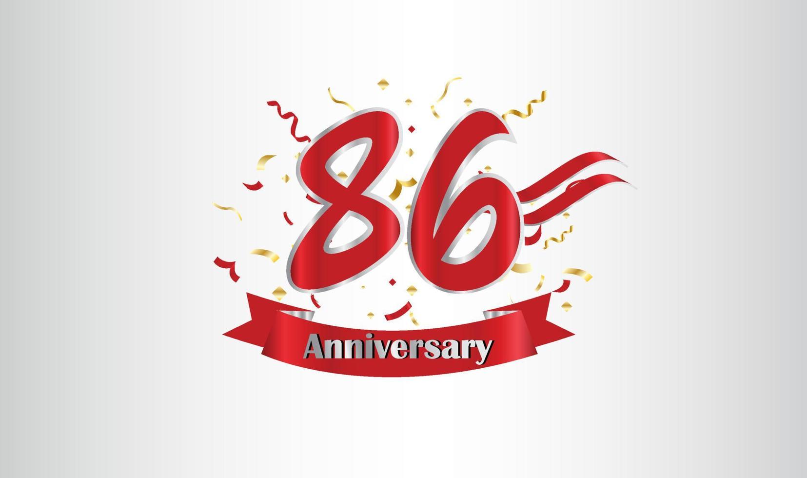 Anniversary celebration background. with the 86th number in gold and with the words golden anniversary celebration. vector