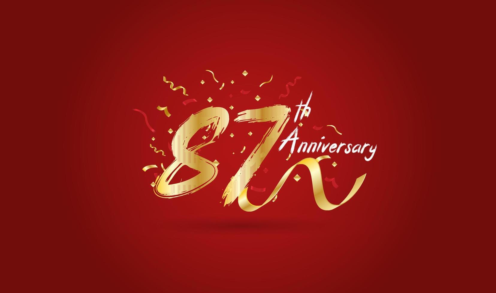 Anniversary celebration background. with the 87th number in gold and with the words golden anniversary celebration. vector